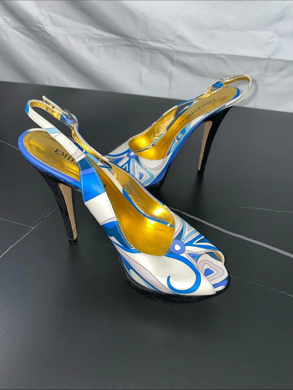 EMILIO PUCCI PEEP TOE SLINGBACK PUMPS FTL-08-195